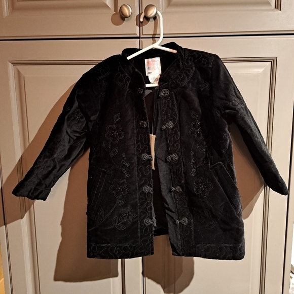 Old Navy girls size 4T black velveteen coat, New - Picture 1 of 9